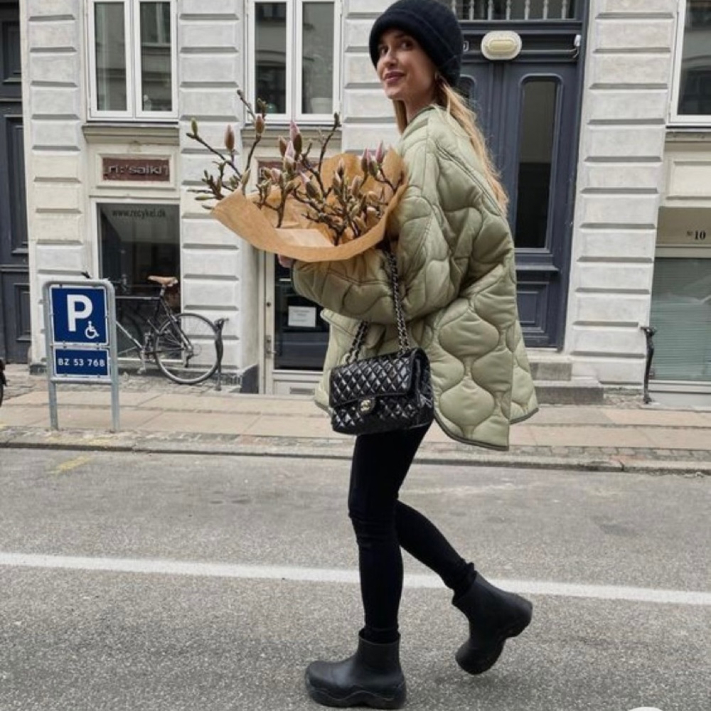 Old Navy Green Wool Lined Puffer Jacket